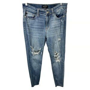 Judy BlueSize 11/30 Jeans Distressed Ripped Skinny Mid Rise Denim Grunge